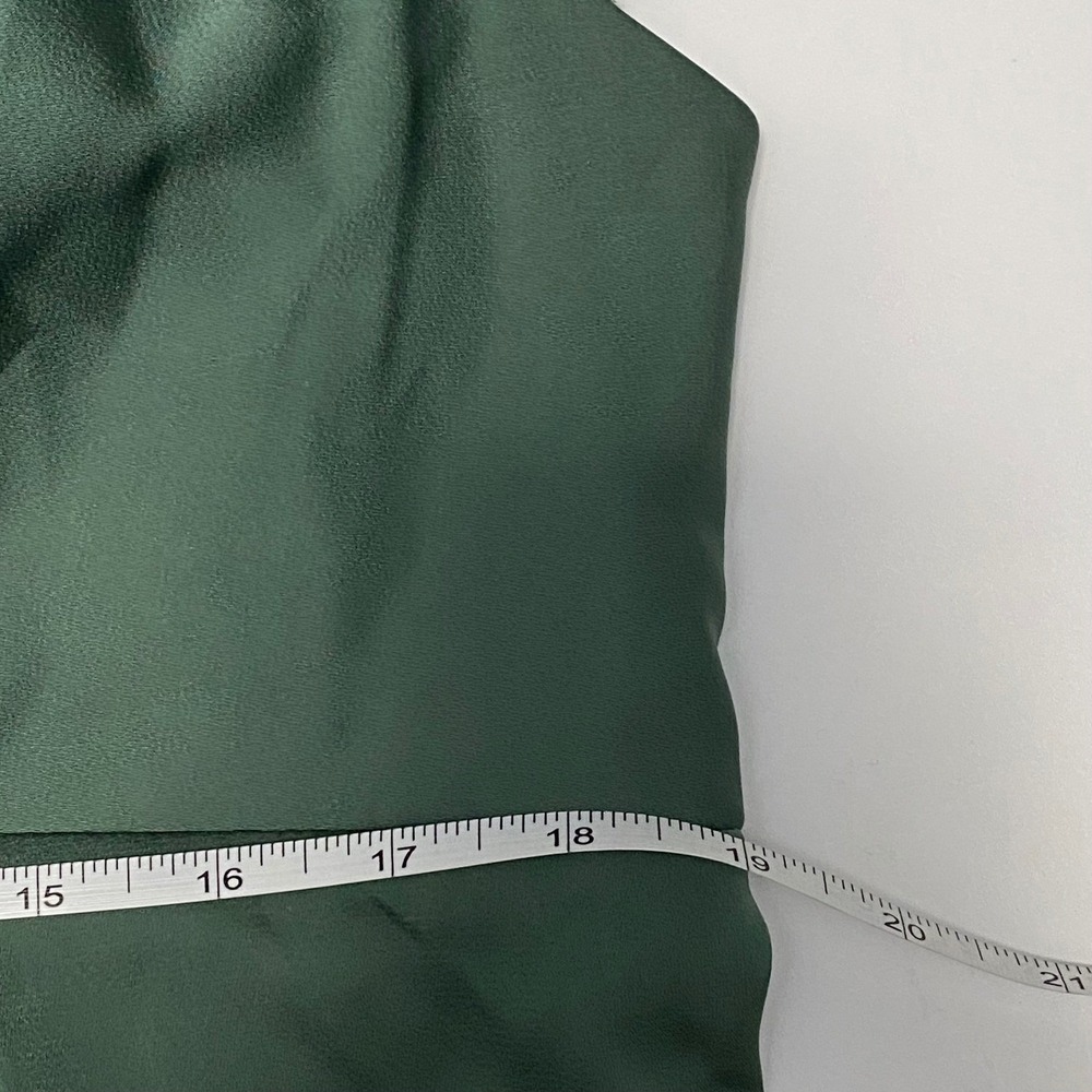 Azazie Green Satin Formal Cap Sleeve Maxi Dress 18 Wedding Guest Bridesmaid Gala - Picture 7 of 13